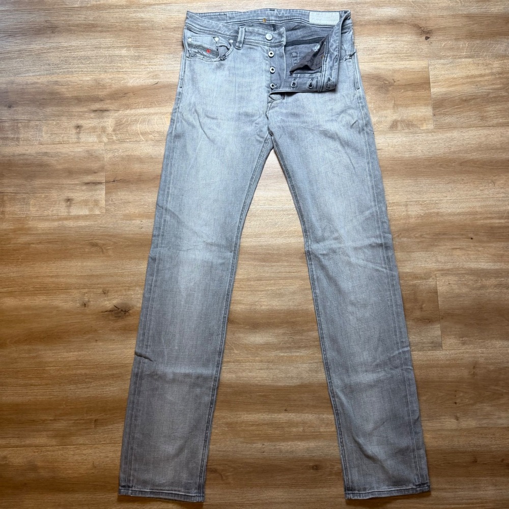 Diesel Larkee Jeans Mens 33x36 Gray Regular Straight Leg Stretch 084JK Italy